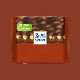 شکلات تخته ای ریتر اسپرت با طعم فندق کامل وزن 100 گرم - Ritter Sport Voll Nuss