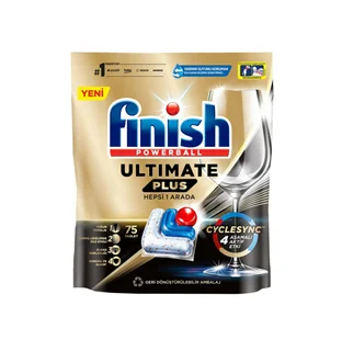 قرص ماشین ظرفشویی 4 آنزیم فینیش Finish مدل ultimate plus بسته 75 عددی