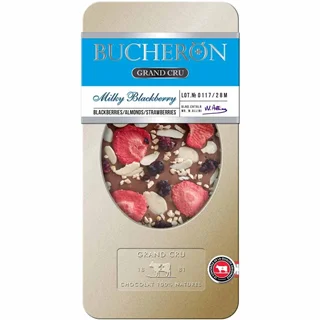 شکلات تخته ای شیری بوچرون با طعم توت سیاه ، بادام و توت فرنگی وزن 100 گرم - BUCHERON GRAND CRU