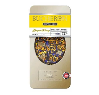شکلات تخته ای تلخ بوچرون 72% با طعم زنجبیل ، عسل و گل همیشه بهار وزن 100 گرم - BUCHERON GRAND CRU