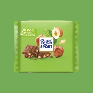 شکلات تخته ای ریتر اسپرت با طعم فندق خرد شده وزن 100 گرم - Ritter Sport Haselnuss