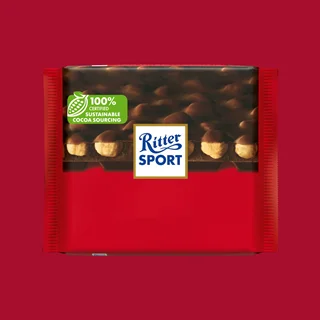 شکلات تخته ای ریتر اسپرت با طعم تلخ و فندق وزن 100 گرم - Ritter Sport Dunkle Voll Nuss