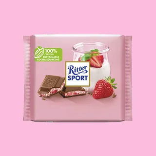 شکلات تخته ای ریتر اسپرت با طعم توت فرنگی و ماست وزن 100 گرم - Ritter Sport Erdbeer Joghurt