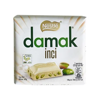 شکلات شیری سفید داماک نستله با مغز پسته 60 گرم